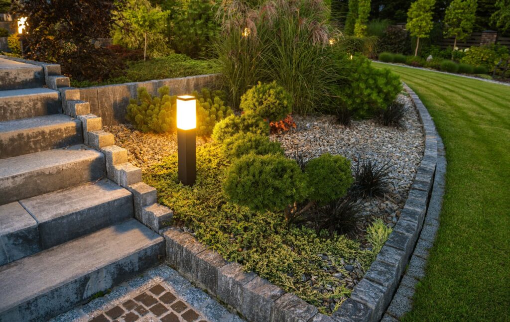 Custom landscape design completed by a local landscape company.